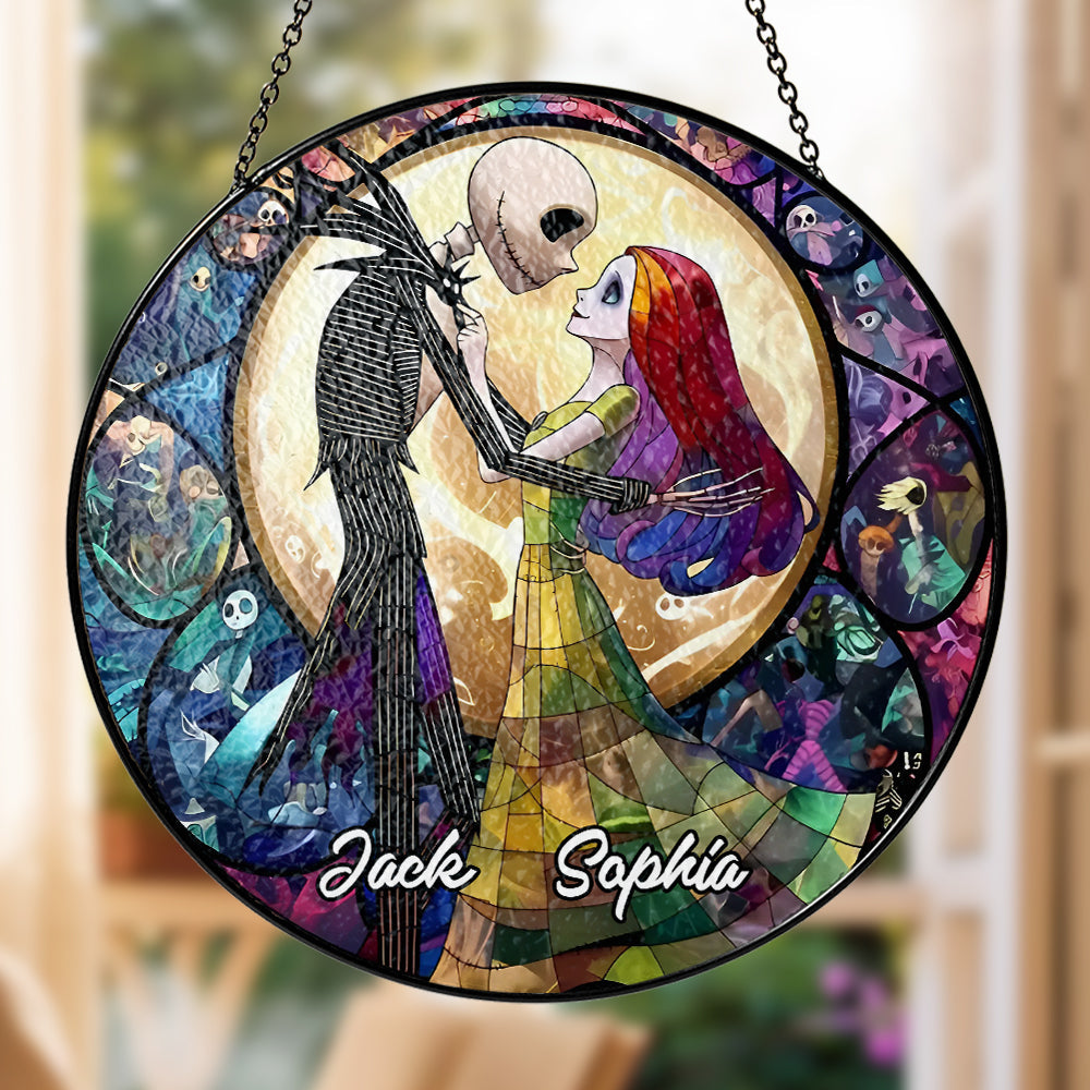 Nightmare Before Christmas - Personalized Jack Skellington Stained Glass Hanging Suncatcher-Myprintsy