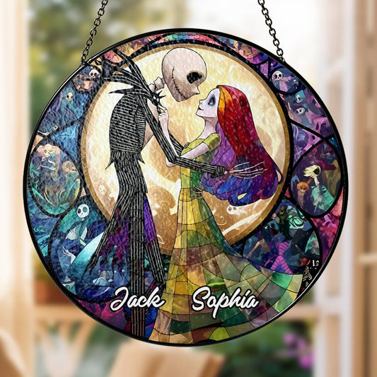 Nightmare Before Christmas - Personalized Jack Skellington Stained Glass Hanging Suncatcher-Myprintsy