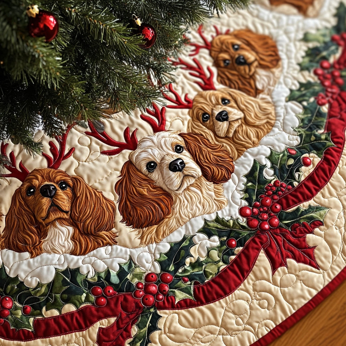 Noble Paws Quilted Christmas Tree Skirt-Myprintsy