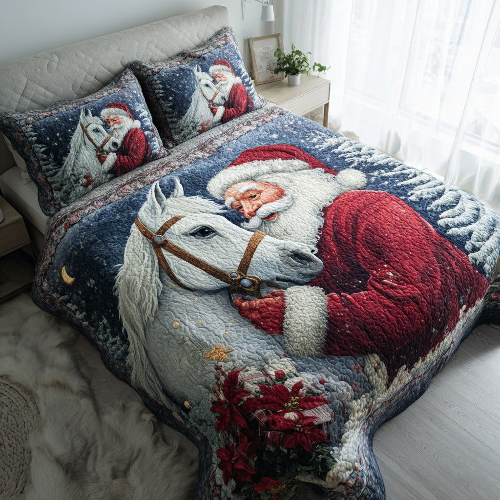 Noel White Horse -Piece Quilted Bedding Set VTQ-Myprintsy