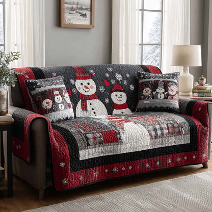 Nordic Plaid Snowmen Quilted Sofa Cover VTQ-Myprintsy