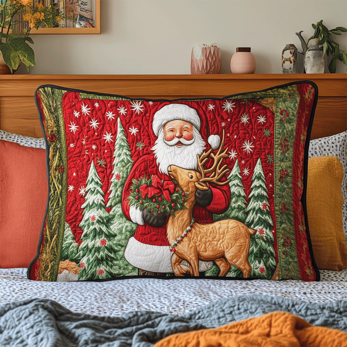 North Pole Express Quilted Bedding Pillow Case VTQ-Myprintsy