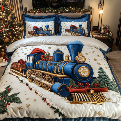 North Pole Locomotive -Piece Quilted Bedding Set VTQ-Myprintsy