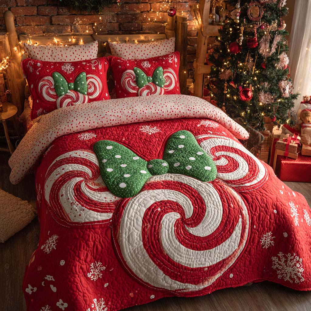 North Pole Present -Piece Quilted Bedding Set VTQ-Myprintsy