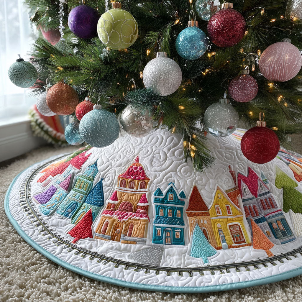 North Star Village Christmas Quilted Tree Skirt-Myprintsy