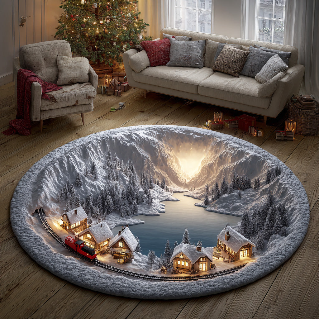 Northern Frost Trail Round Carpet VTQ-Myprintsy