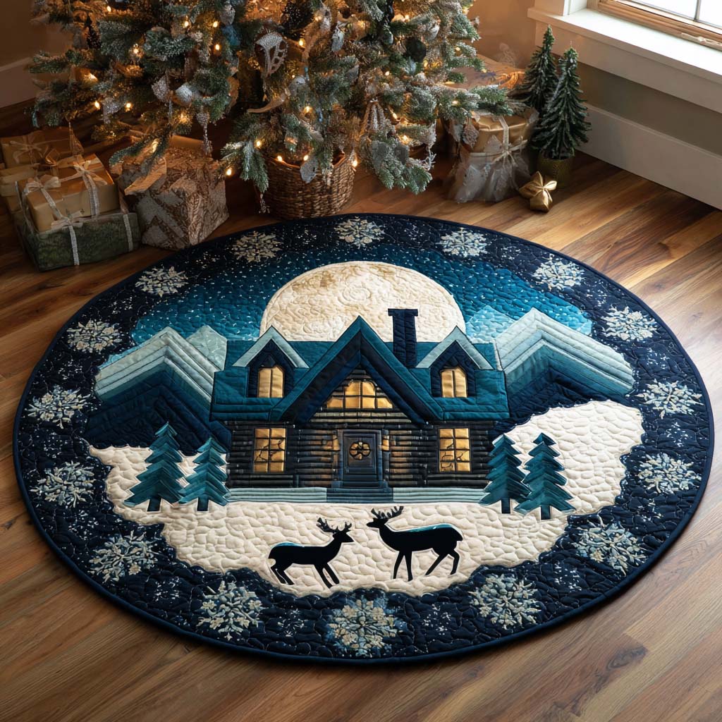 Northern Lights Chalet Quilted Round Mat VTQ-Myprintsy