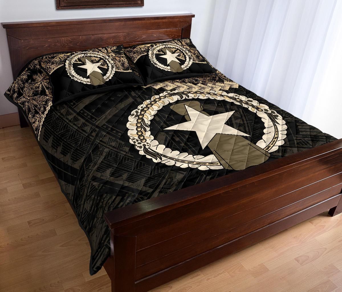Northern Mariana Islands Polynesian Quilt Bed Set Golden Coconut