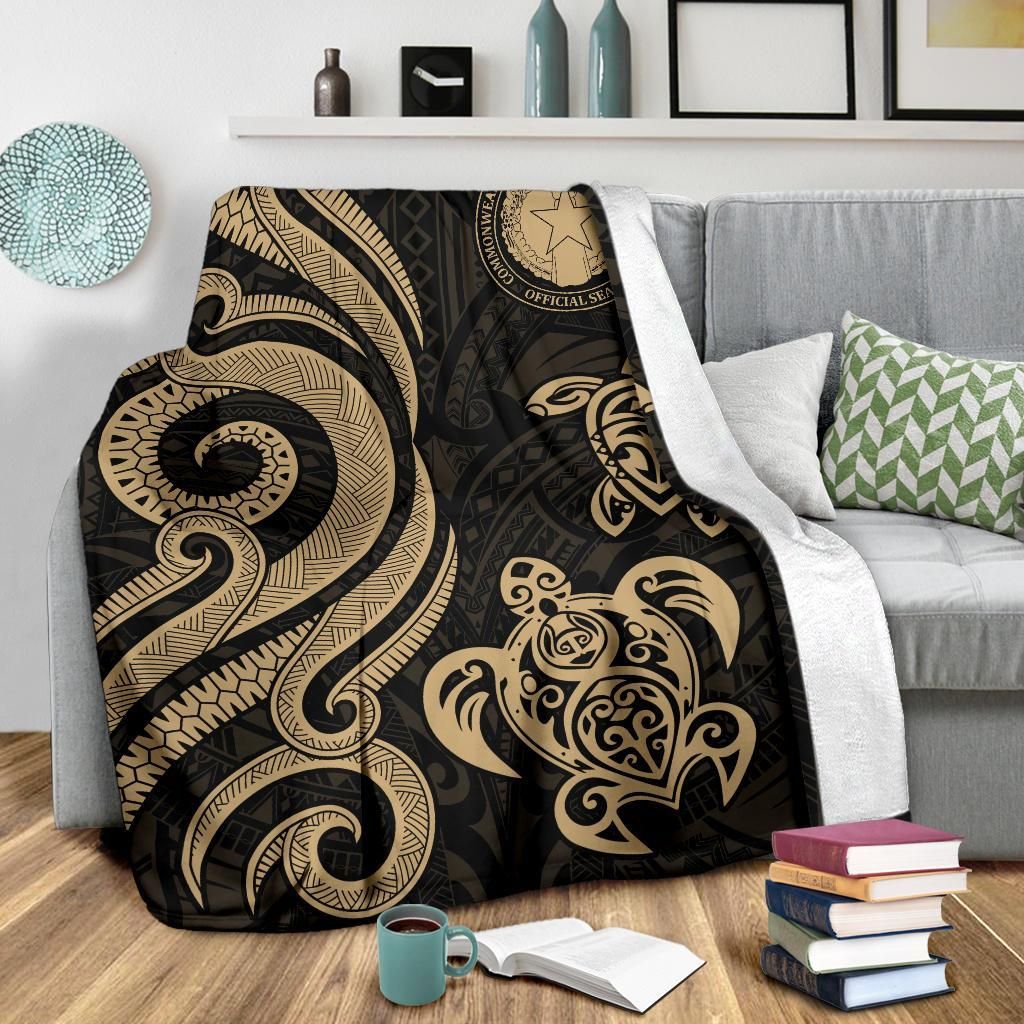 Northern Mariana Premium Blanket - Tentacle Turtle Gold-Myprintsy