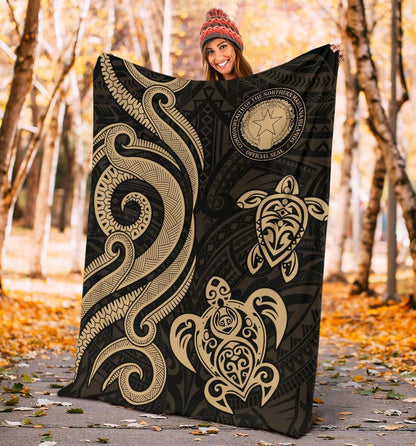 Northern Mariana Premium Blanket - Tentacle Turtle Gold-Myprintsy