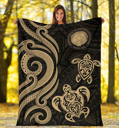 Northern Mariana Premium Blanket - Tentacle Turtle Gold-Myprintsy
