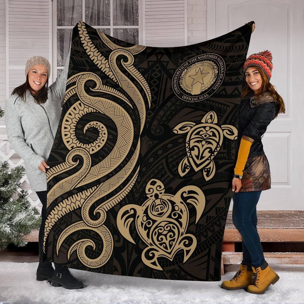 Northern Mariana Premium Blanket - Tentacle Turtle Gold-Myprintsy