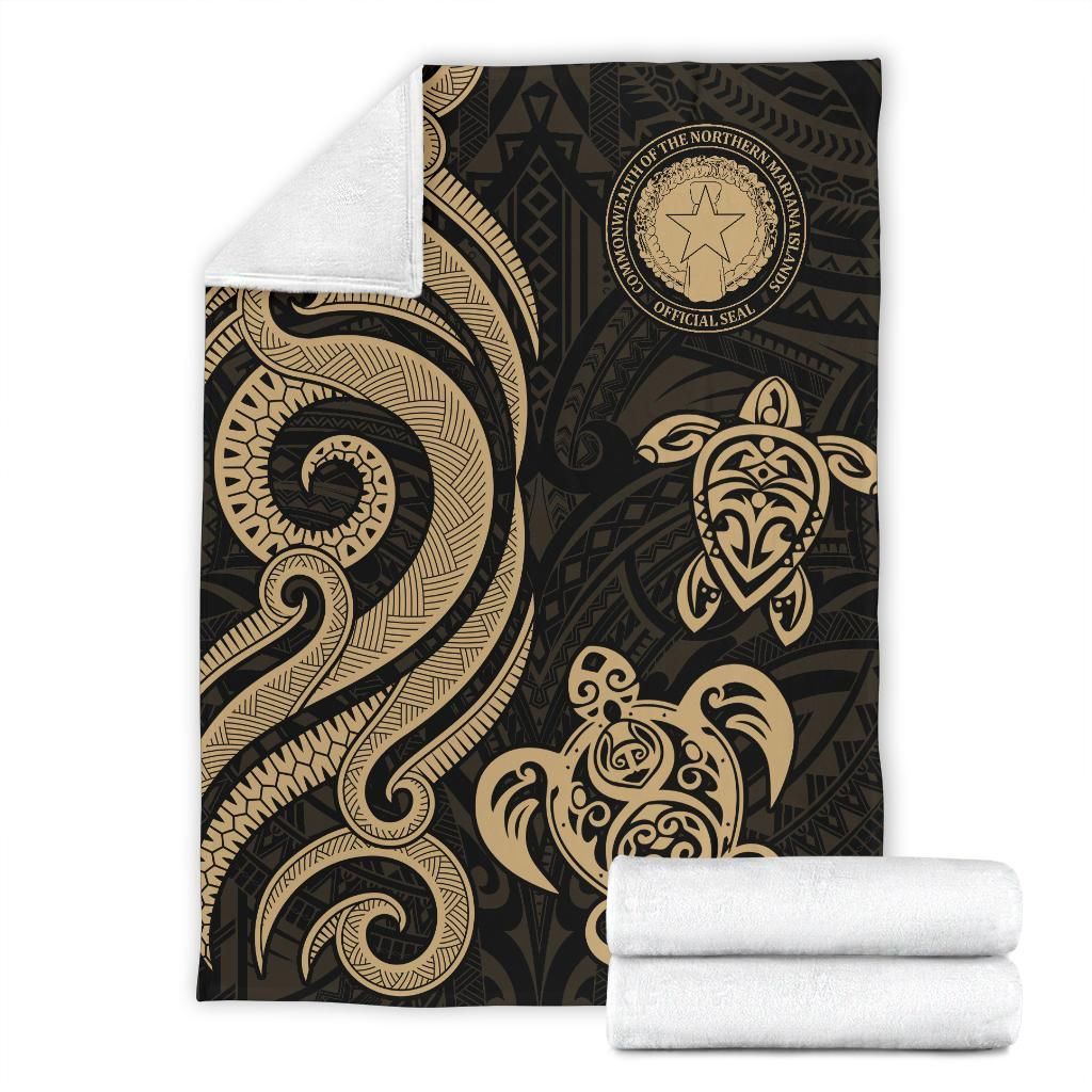 Northern Mariana Premium Blanket - Tentacle Turtle Gold-Myprintsy