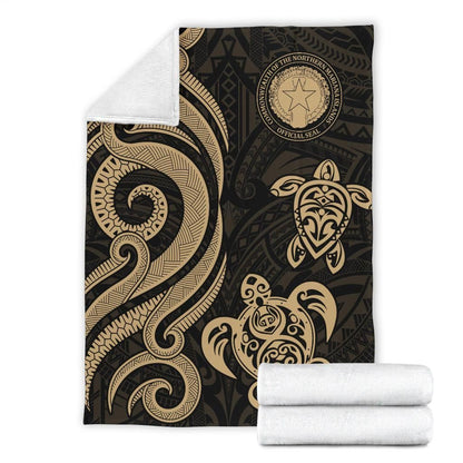Northern Mariana Premium Blanket - Tentacle Turtle Gold-Myprintsy