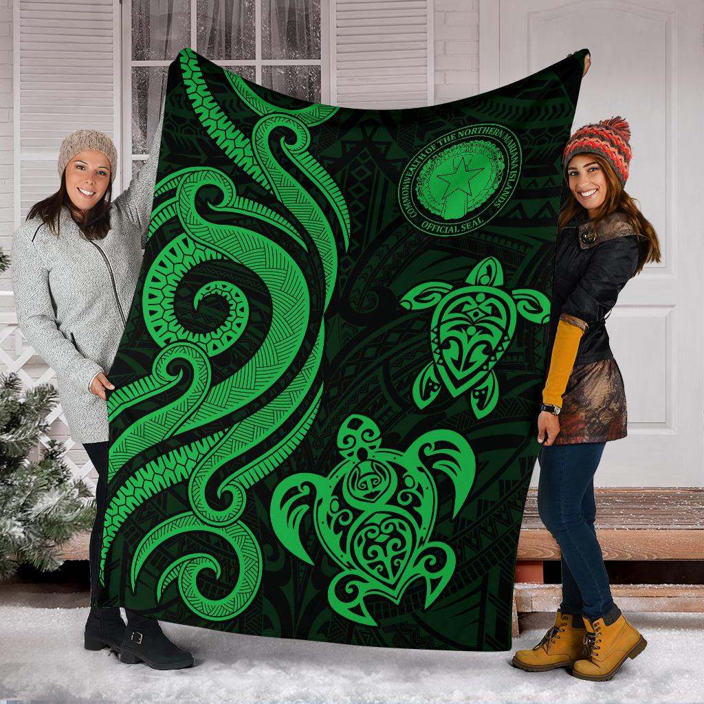 Northern Mariana Premium Blanket - Tentacle Turtle Green-Myprintsy