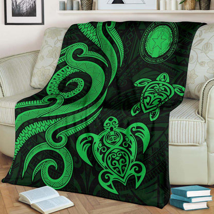 Northern Mariana Premium Blanket - Tentacle Turtle Green-Myprintsy