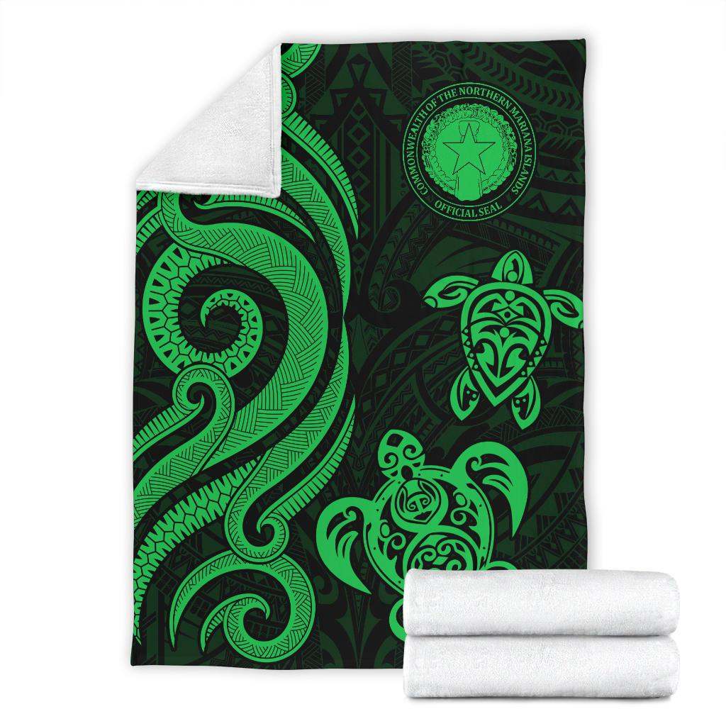 Northern Mariana Premium Blanket - Tentacle Turtle Green-Myprintsy
