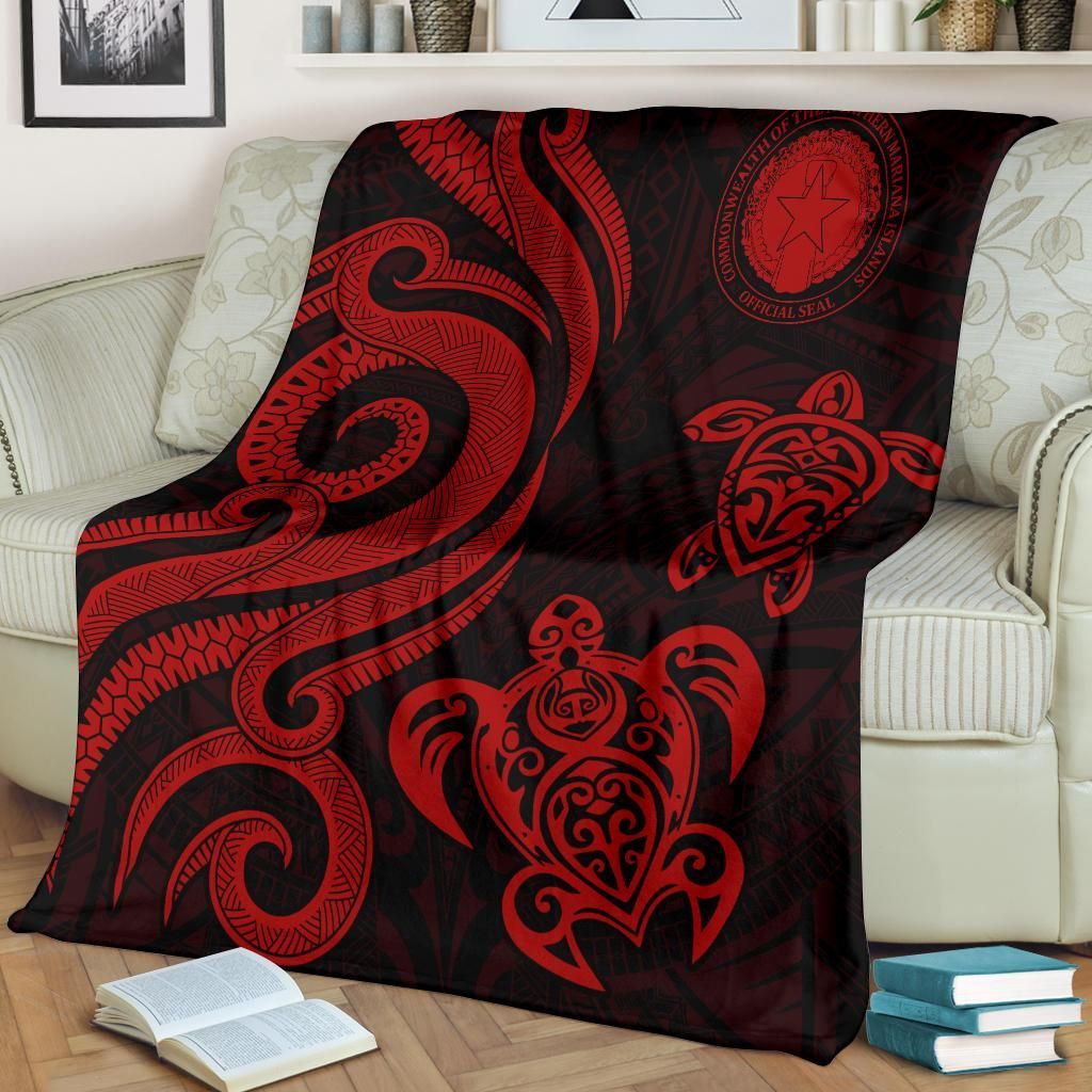 Northern Mariana Premium Blanket - Tentacle Turtle Red-Myprintsy
