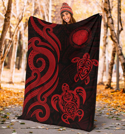 Northern Mariana Premium Blanket - Tentacle Turtle Red-Myprintsy