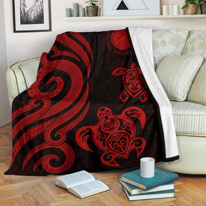 Northern Mariana Premium Blanket - Tentacle Turtle Red-Myprintsy