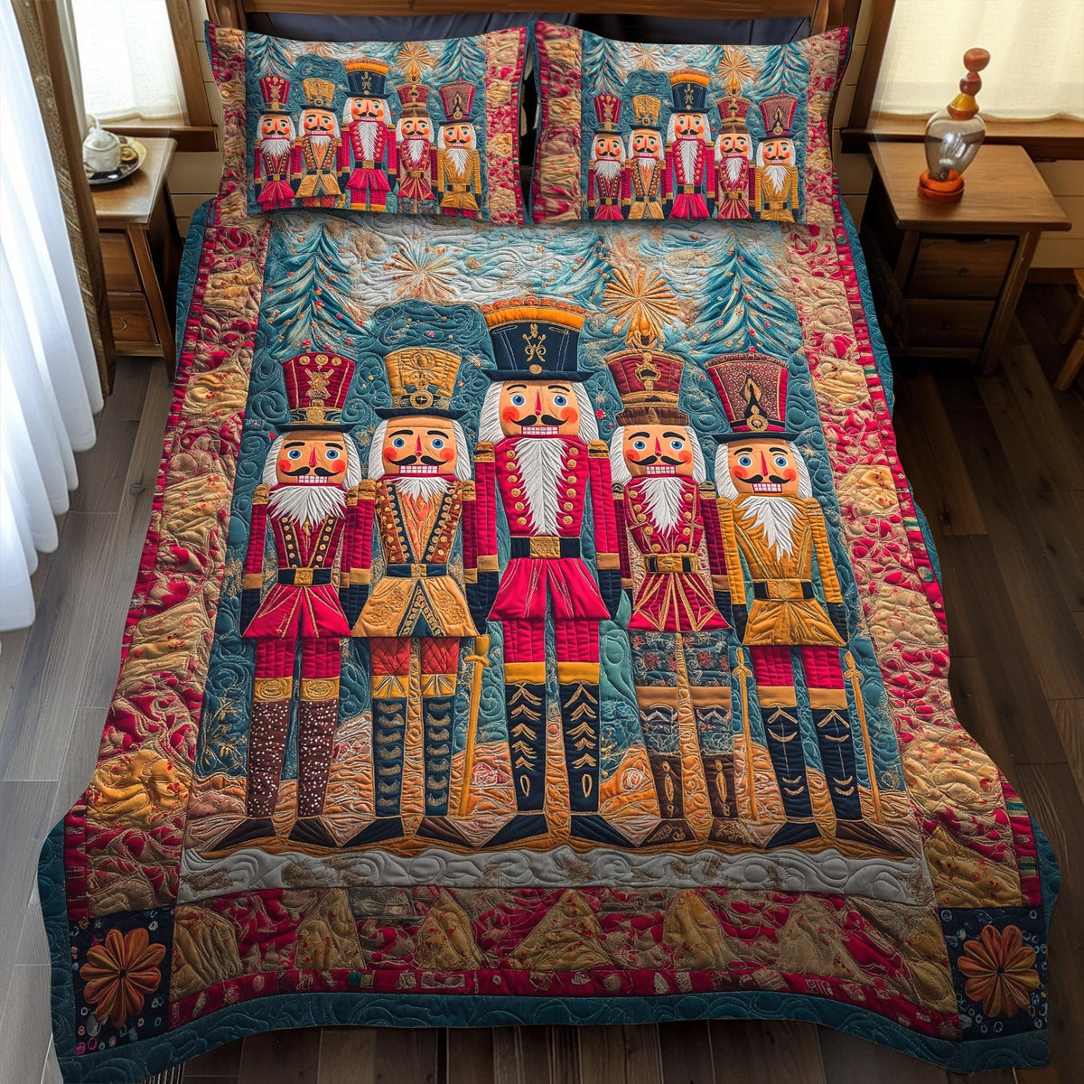 Nostalgic Nutcracker -Piece Quilted Bedding Set VTQ-Myprintsy