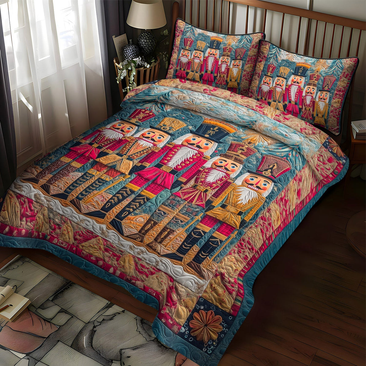 Nostalgic Nutcracker -Piece Quilted Bedding Set VTQ-Myprintsy
