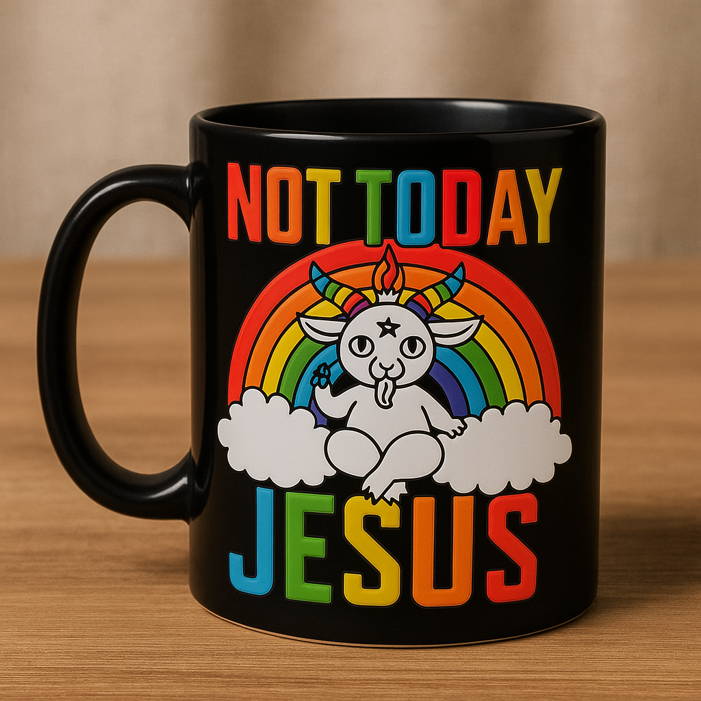 Not Today Jesus - Personalized Black Mug, Best Pride Gift & Funny Goth Gifts-Myprintsy
