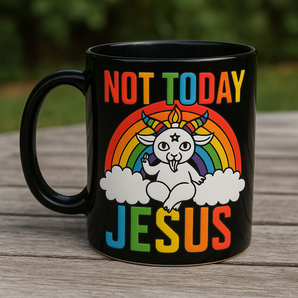 Not Today Jesus - Personalized Black Mug, Best Pride Gift & Funny Goth Gifts-Myprintsy