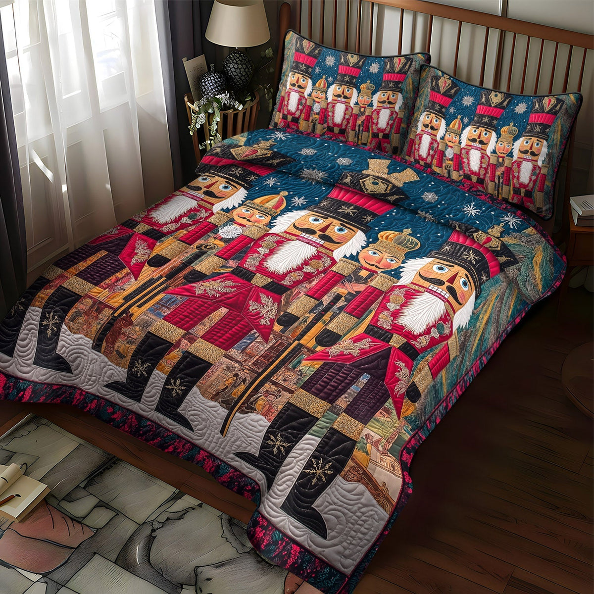 Nutcracker Elegance -Piece Quilted Bedding Set VTQ-Myprintsy