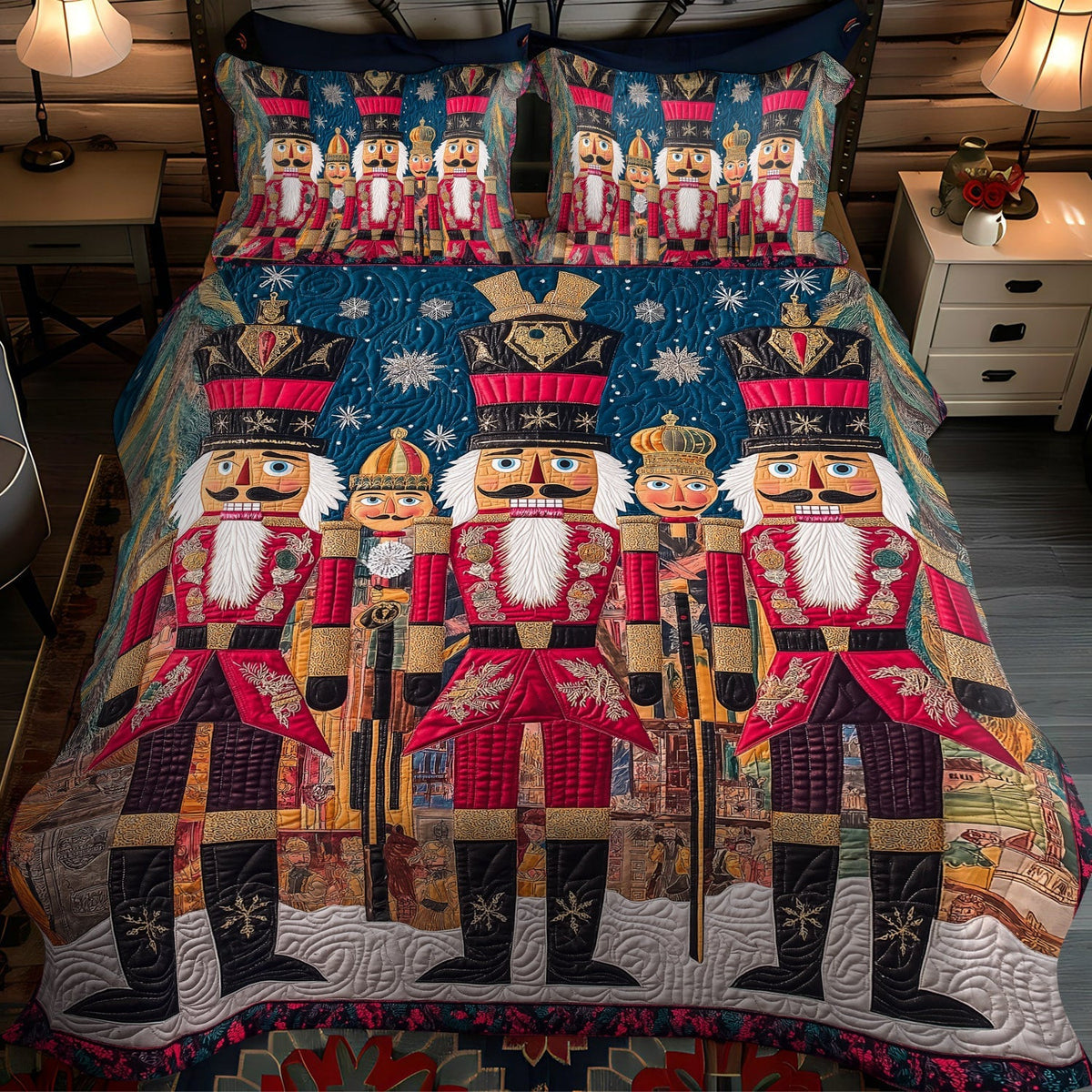 Nutcracker Elegance -Piece Quilted Bedding Set VTQ-Myprintsy