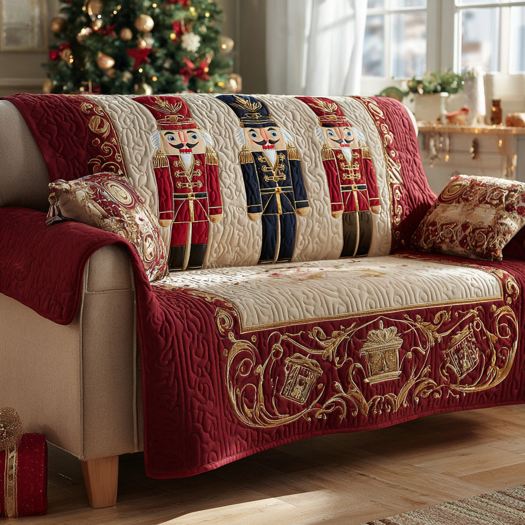 Nutcracker Royal Maroon Quilted Sofa Cover VTQ-Myprintsy