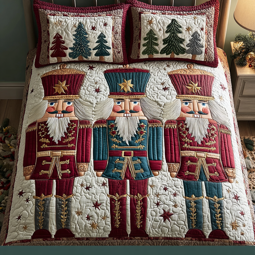 Nutcracker Spirit -Piece Quilted Bedding Set VTQ-Myprintsy