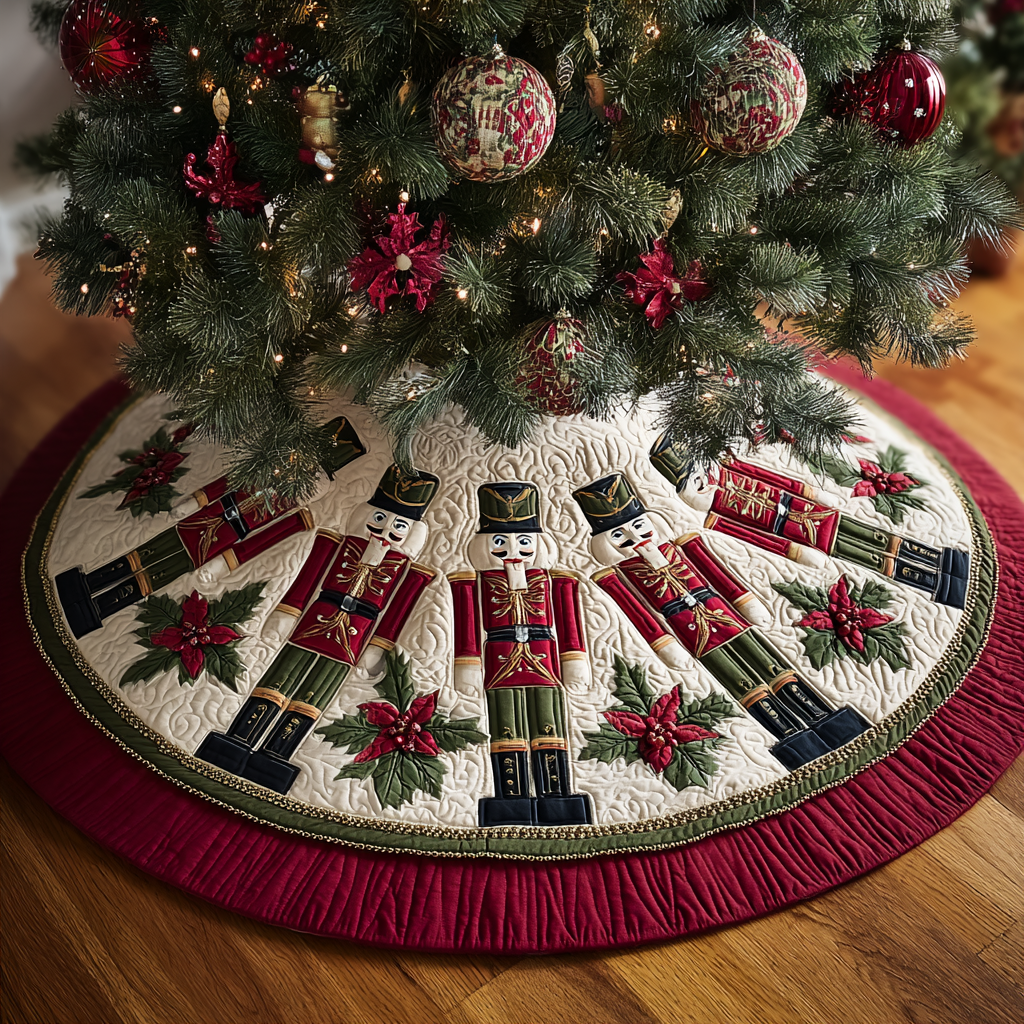Nutcracker Whisper Christmas Quilted Tree Skirt VTQ-Myprintsy