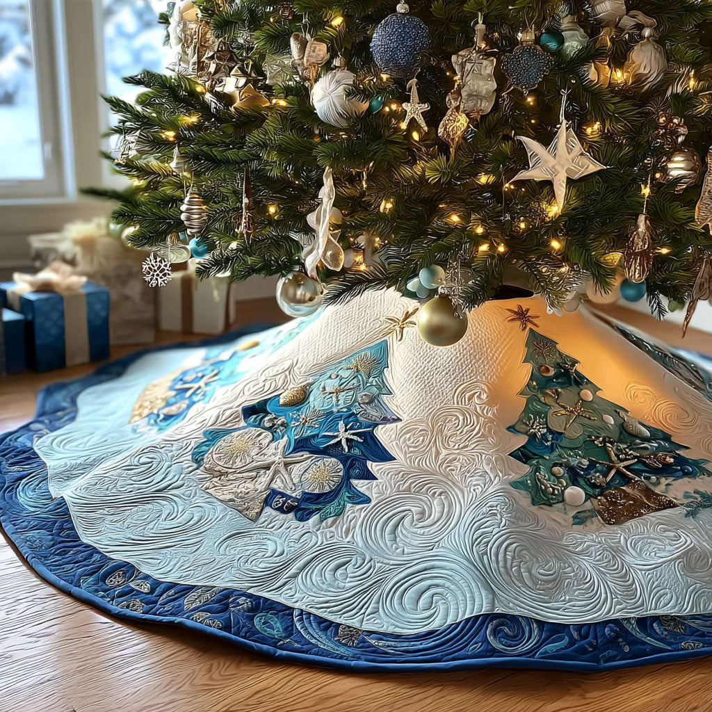Ocean Frost Noel Christmas Quilted Tree Skirt VTQ-Myprintsy