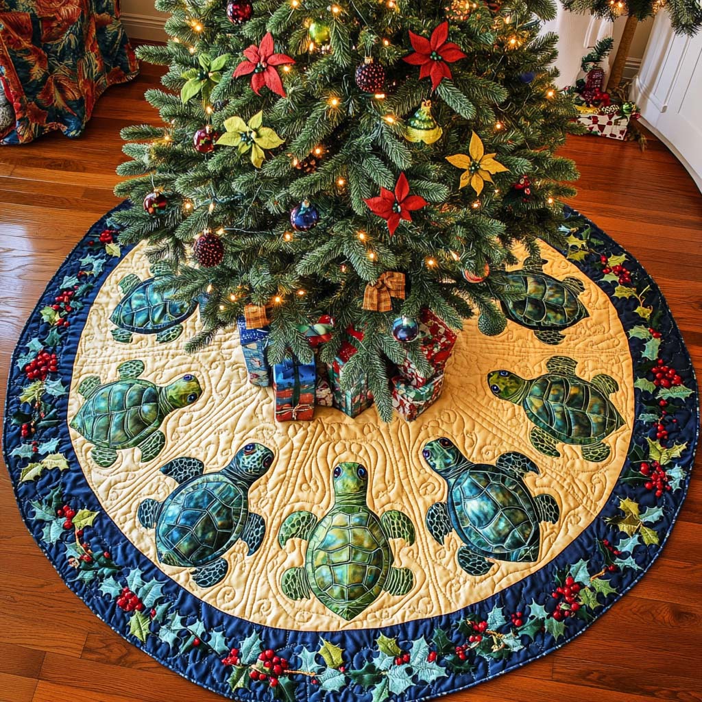 Ocean Spirit Christmas Quilted Tree Skirt-Myprintsy