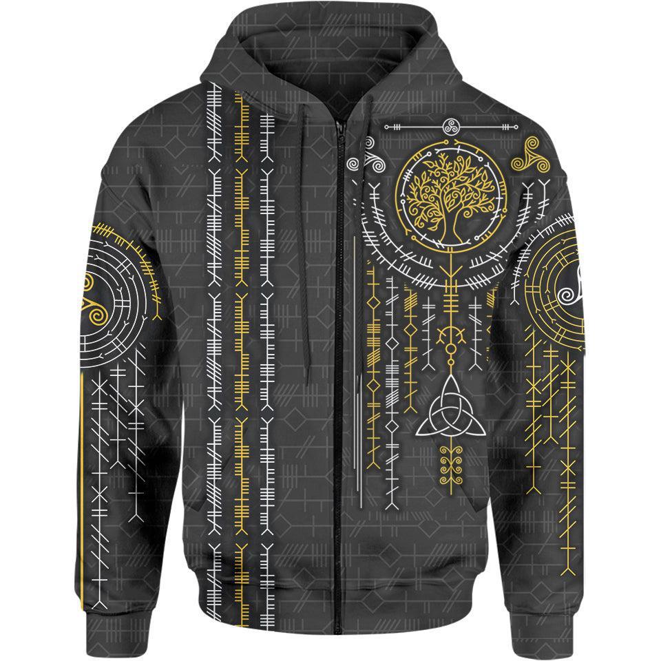 Ogham Zip Hoodie - Black Edition
