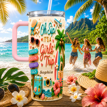 Oh Sip! It's a Girls' Trip - Personalized 40oz Travelling Tumbler with Straw - Girls Trip Gifts-Myprintsy