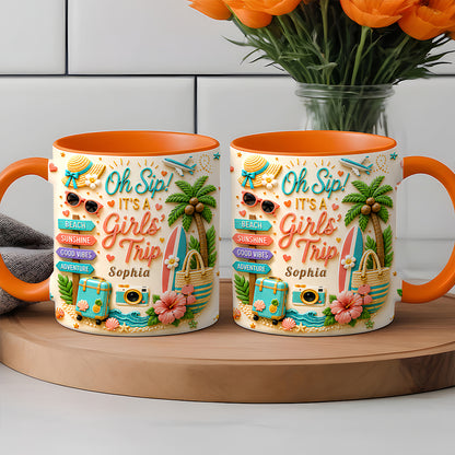 Oh Sip! It's a Girls' Trip - Personalized Accent Mug - Girls Trip Gifts-Myprintsy