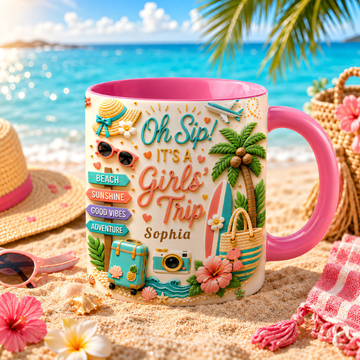 Oh Sip! It's a Girls' Trip - Personalized Accent Mug - Girls Trip Gifts-Myprintsy
