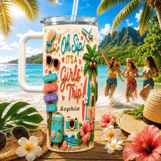 Oh Sip! It's a Girls' Trip - Personalized Girls' Trip 40oz Tumbler with Straw - Girls Trip Gifts-Myprintsy