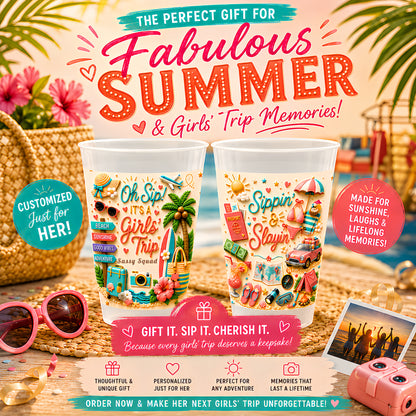 Oh Sip! It's a Girls' Trip - Personalized Girls' Trip Cup - Gifts For Girls Trip-Myprintsy