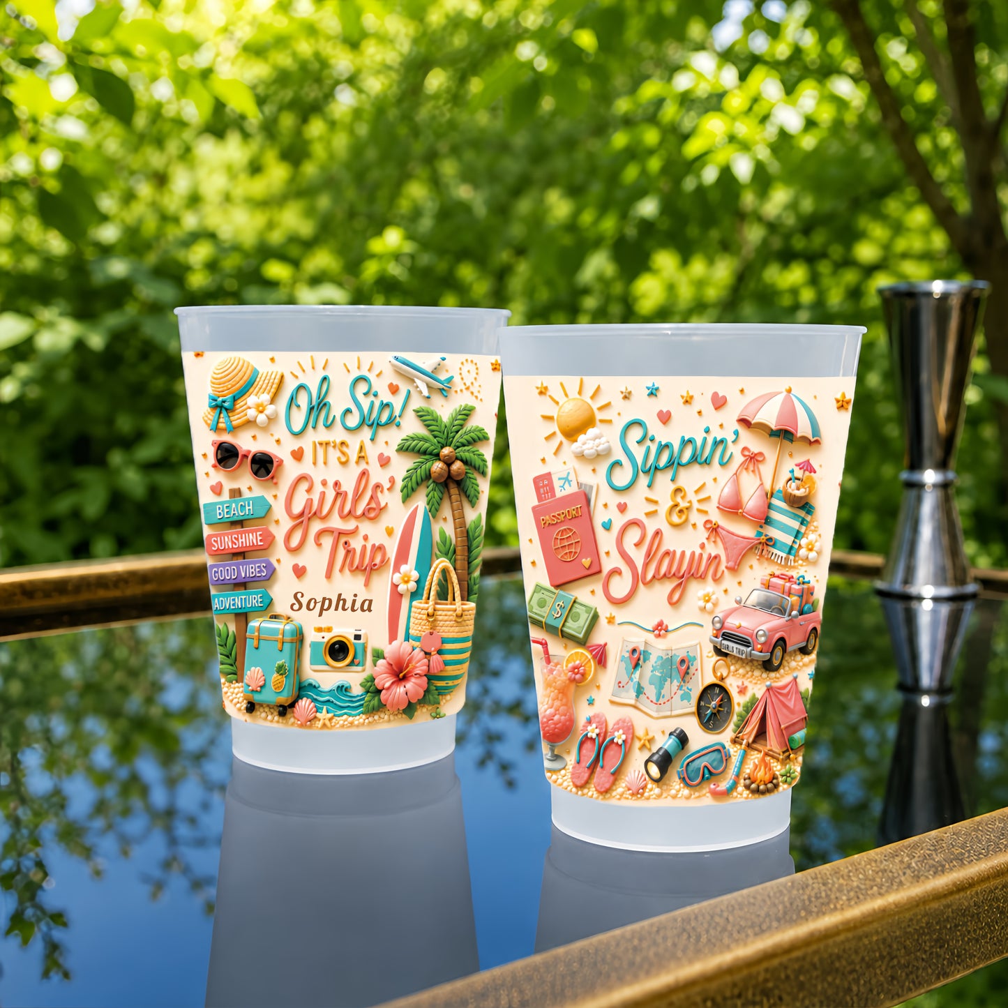 Oh Sip! It's a Girls' Trip - Personalized Girls' Trip Cup - Gifts For Girls Trip-Myprintsy