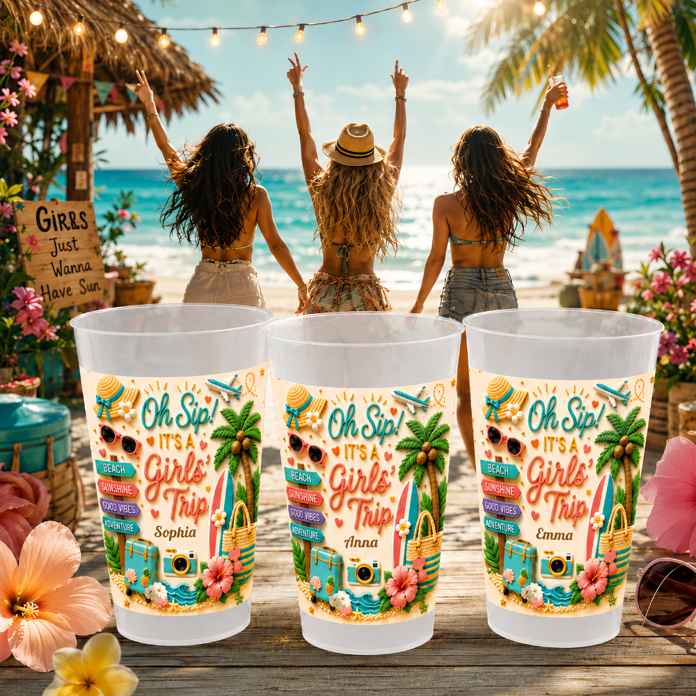 Oh Sip! It's a Girls' Trip - Personalized Girls' Trip Cup - Gifts For Girls Trip-Myprintsy