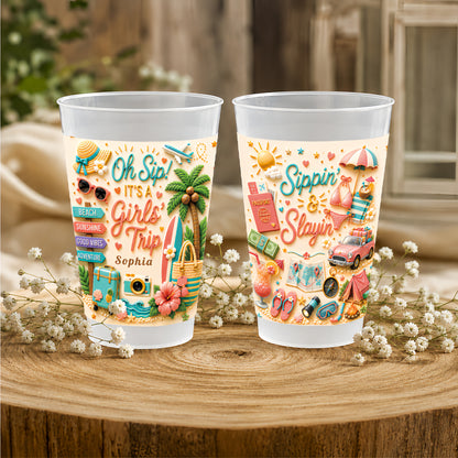 Oh Sip! It's a Girls' Trip - Personalized Girls' Trip Cup - Gifts For Girls Trip-Myprintsy
