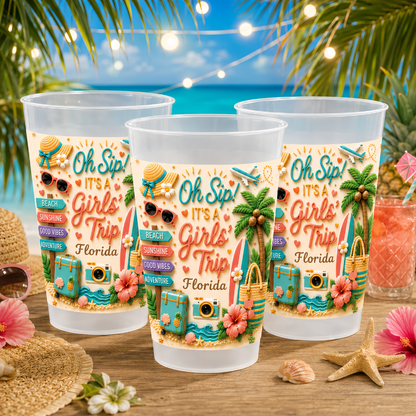 Oh Sip! It's a Girls' Trip - Personalized Girls' Trip Cup - Gifts For Girls Trip-Myprintsy