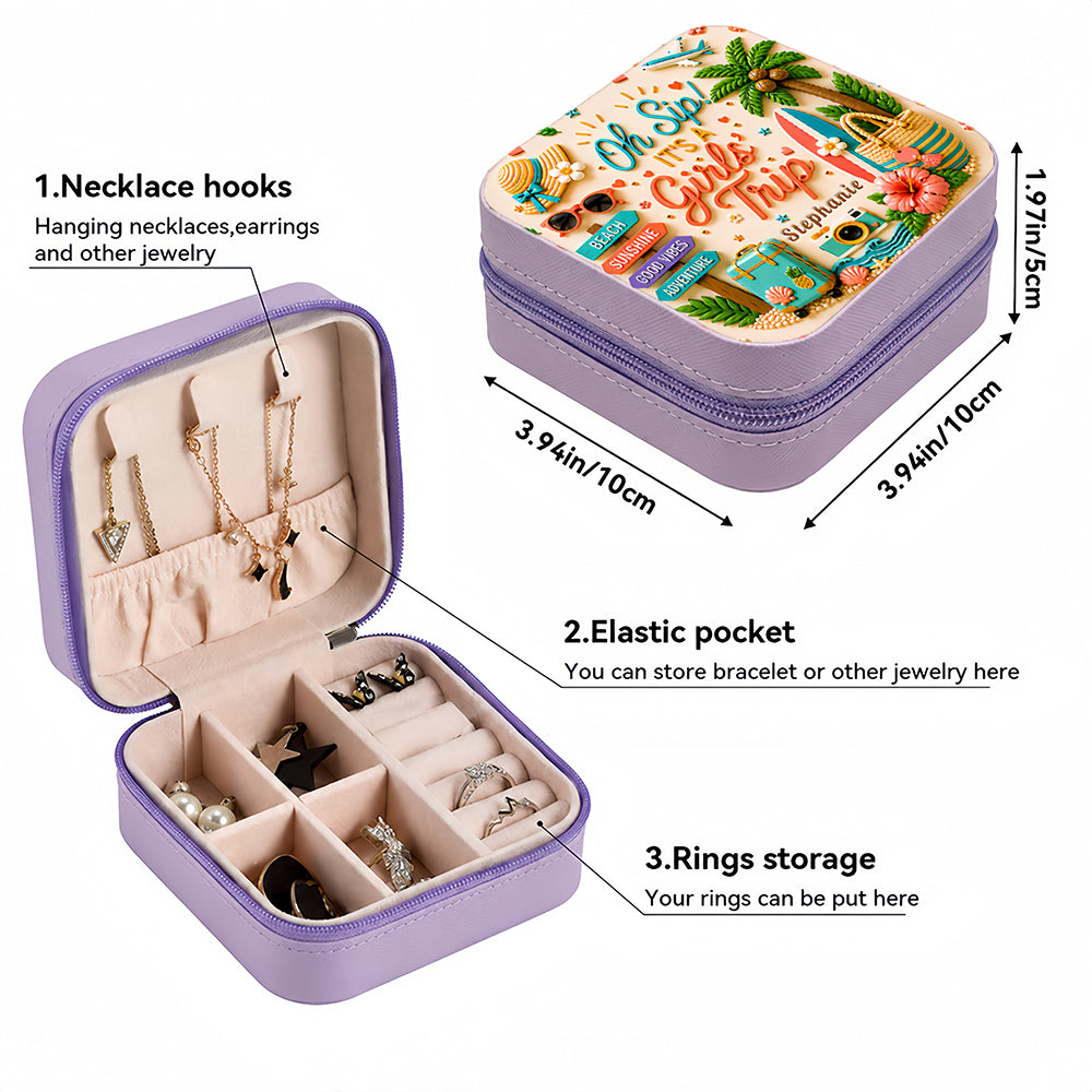 Oh Sip! It's a Girls' Trip - Personalized Girls' Trip Jewelry Box - Gifts For Girls Trip-Myprintsy