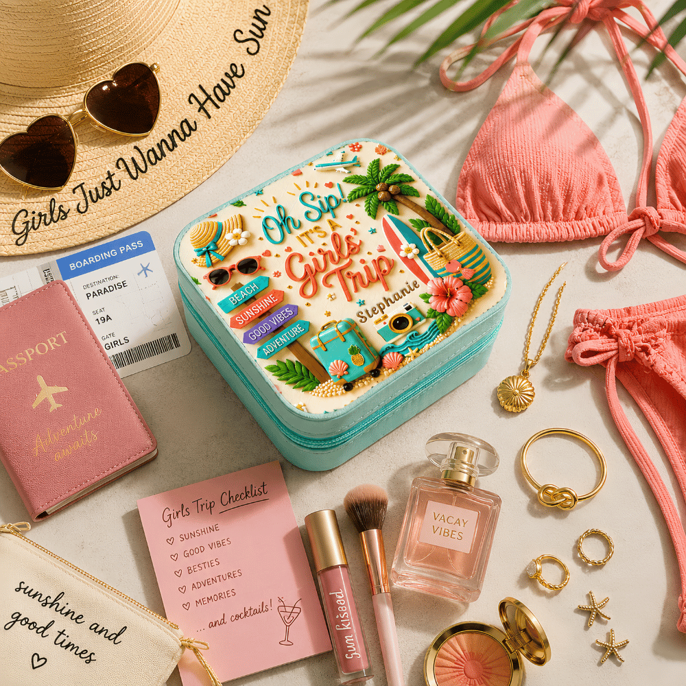 Oh Sip! It's a Girls' Trip - Personalized Girls' Trip Jewelry Box - Gifts For Girls Trip-Myprintsy