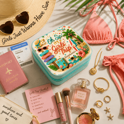 Oh Sip! It's a Girls' Trip - Personalized Girls' Trip Jewelry Box - Gifts For Girls Trip-Myprintsy