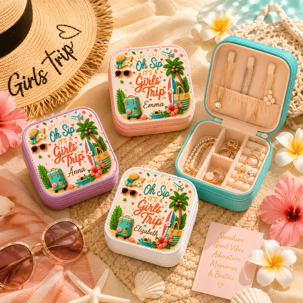 Oh Sip! It's a Girls' Trip - Personalized Girls' Trip Jewelry Box - Gifts For Girls Trip-Myprintsy