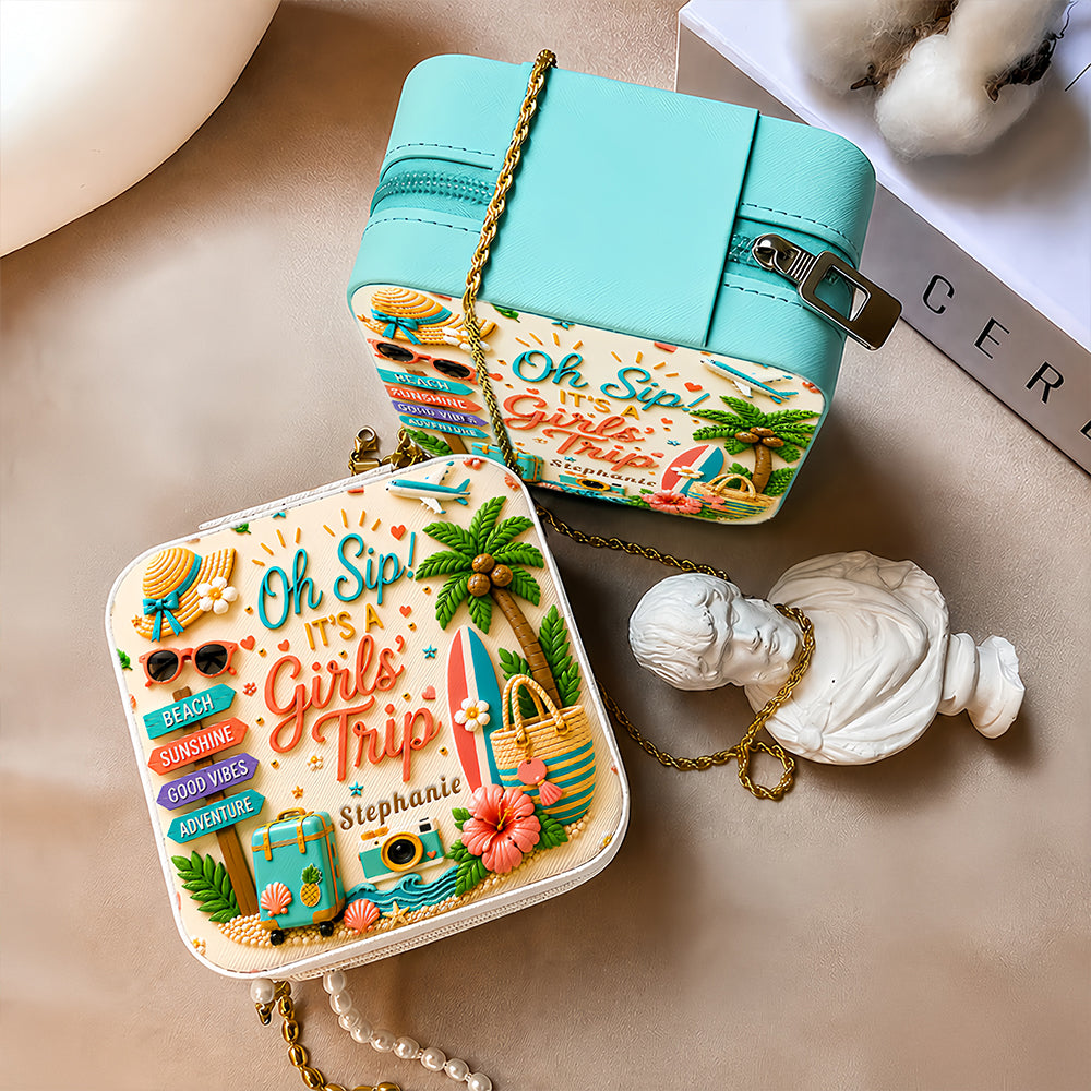 Oh Sip! It's a Girls' Trip - Personalized Girls' Trip Jewelry Box - Gifts For Girls Trip-Myprintsy